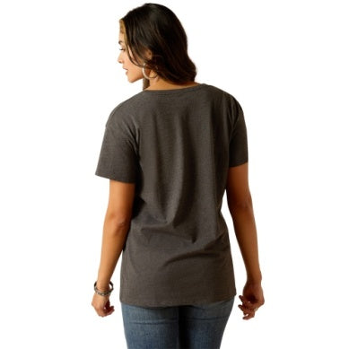 Ariat Womens Mountain Patterns Tee Charcoal Heather