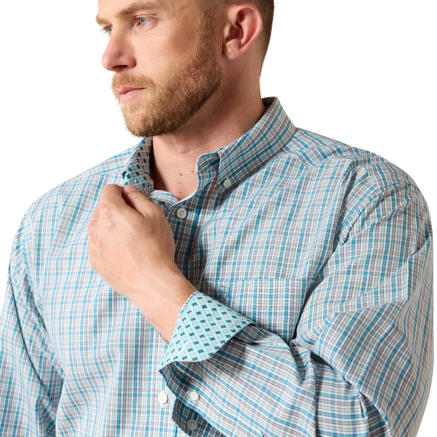 Ariat Men's Wrinkle Free Antonio Classic Fit Long Sleeve Shirt - Angel Blue Plaid