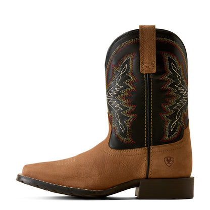 Ariat Kid's Hybrid Rancher Wide Square Toe Western Boot - Dusted Brown/ Black