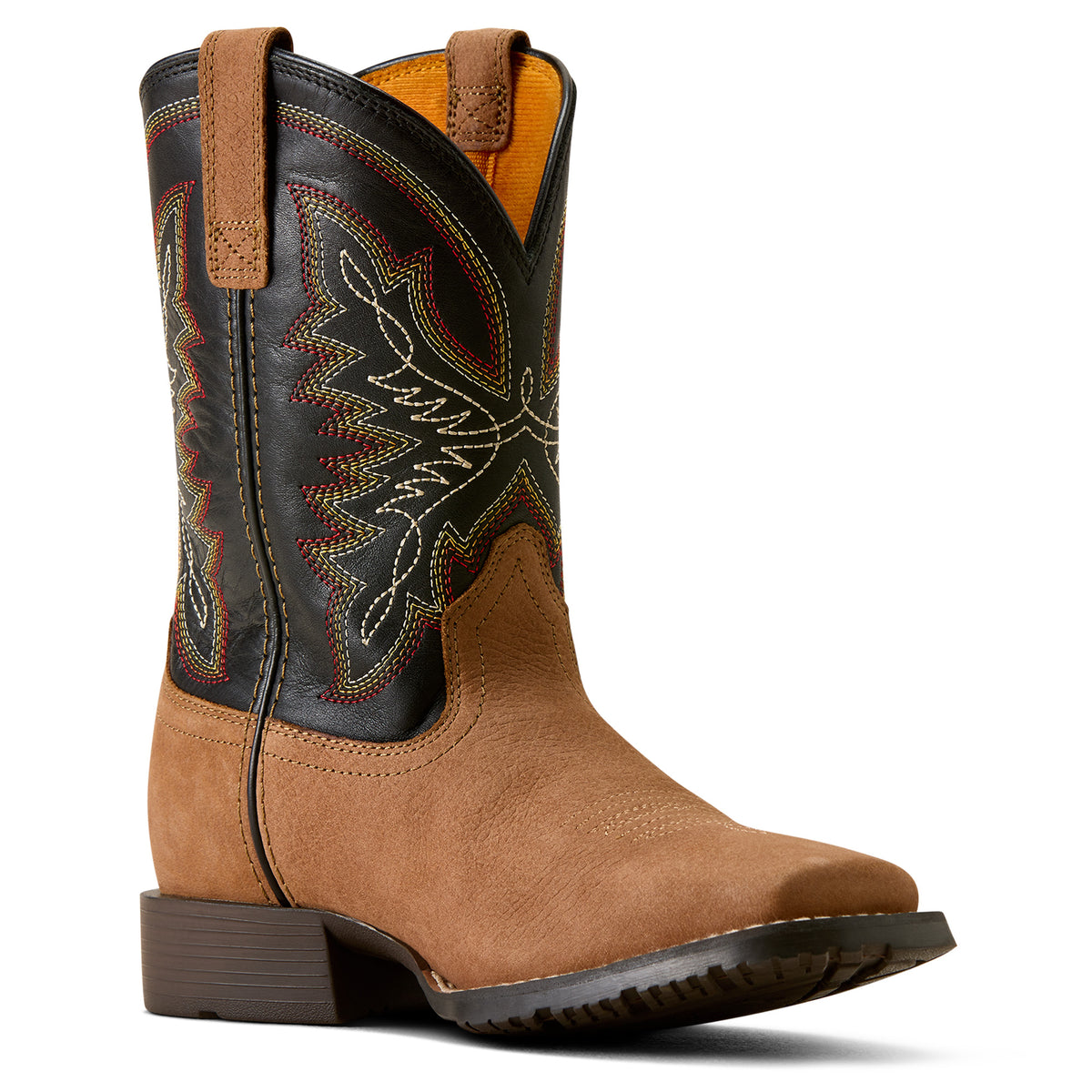 Ariat Kid's Hybrid Rancher Wide Square Toe Western Boot - Dusted Brown/ Black