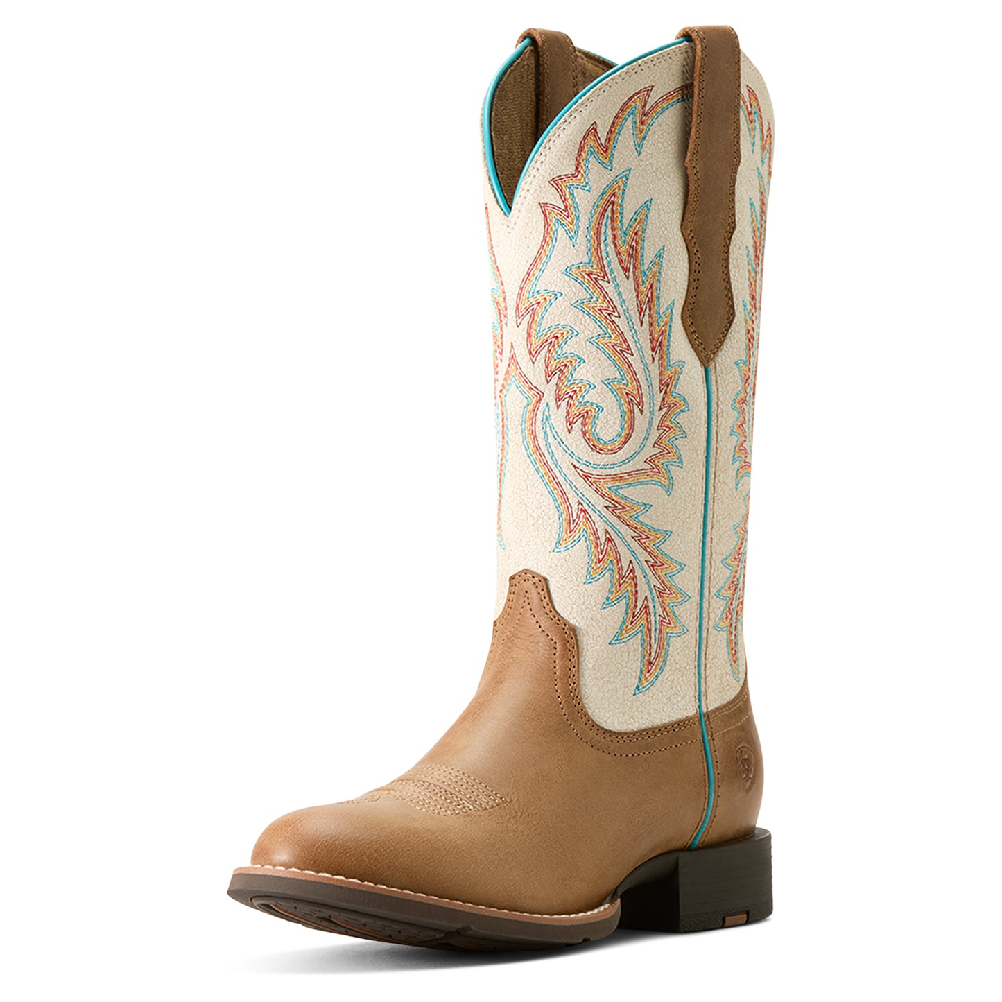 Ariat Women's Round Up W Toe Stretch Fit Western Boot - Sandstorm/Distressed Ivory