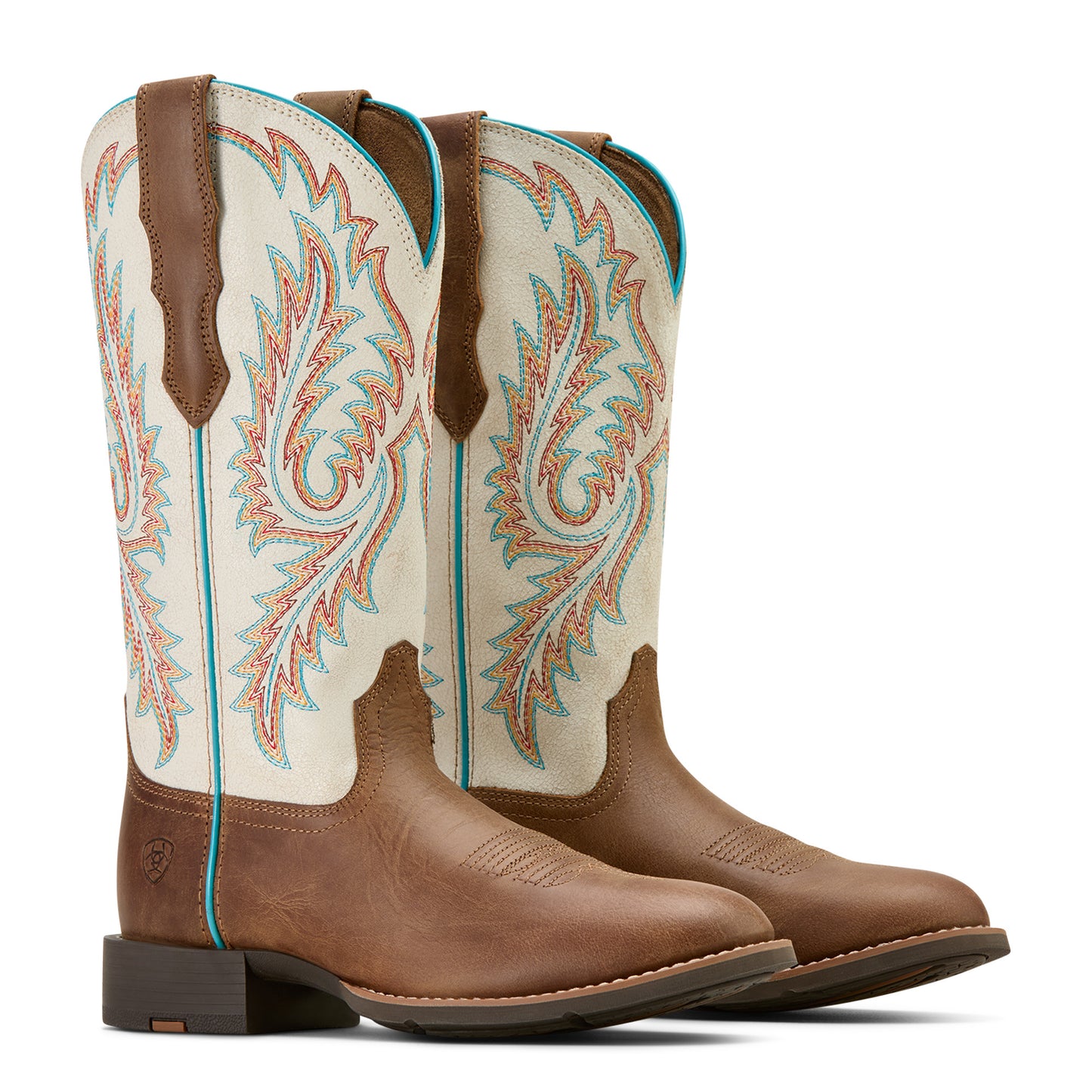 Ariat Women's Round Up W Toe Stretch Fit Western Boot - Sandstorm/Distressed Ivory
