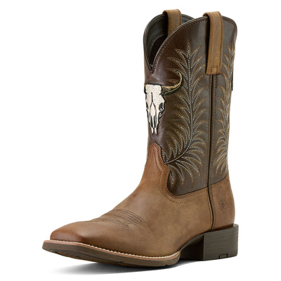 Ariat Men's Sport Steer Skull Sandstorm/ Bitter Chocolate
