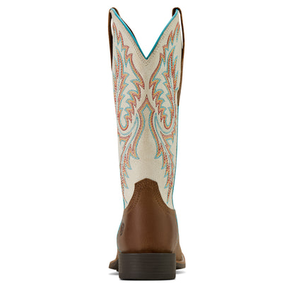 Ariat Women's Round Up W Toe Stretch Fit Western Boot - Sandstorm/Distressed Ivory