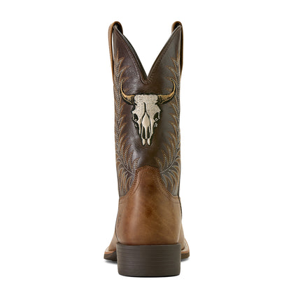 Ariat Men's Sport Steer Skull Sandstorm/ Bitter Chocolate