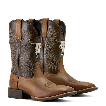 Ariat Men's Sport Steer Skull Sandstorm/ Bitter Chocolate