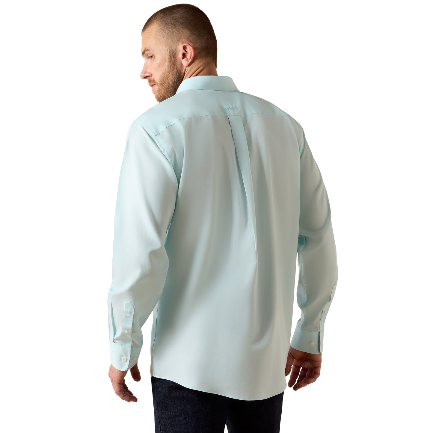 Ariat Men's Wrinkle Free Solid Pinpoint Oxford Classic Fit  Long Sleeve Shirt - Angel Blue