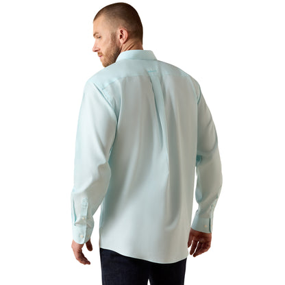 Ariat Men's Wrinkle Free Solid Pinpoint Oxford Classic Fit  Long Sleeve Shirt - Angel Blue