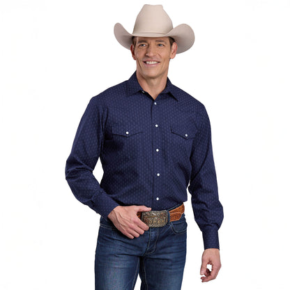 Roper Men's Karman Classic 55/45 Collection Long Sleeve Shirt Print Blue - 01-001-0019-0260