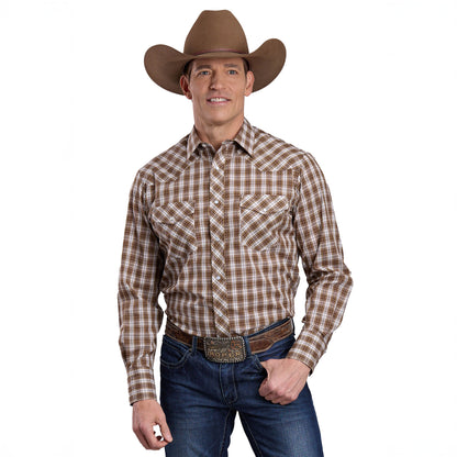 Roper Men's Karman Classic 55/45 Collection Long Sleeve Shirt Plaid Brown - 01-001-0101-2027
