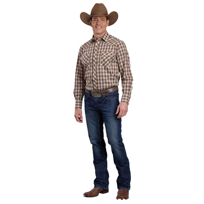 Roper Men's Karman Classic 55/45 Collection Long Sleeve Shirt Plaid Brown - 01-001-0101-2027
