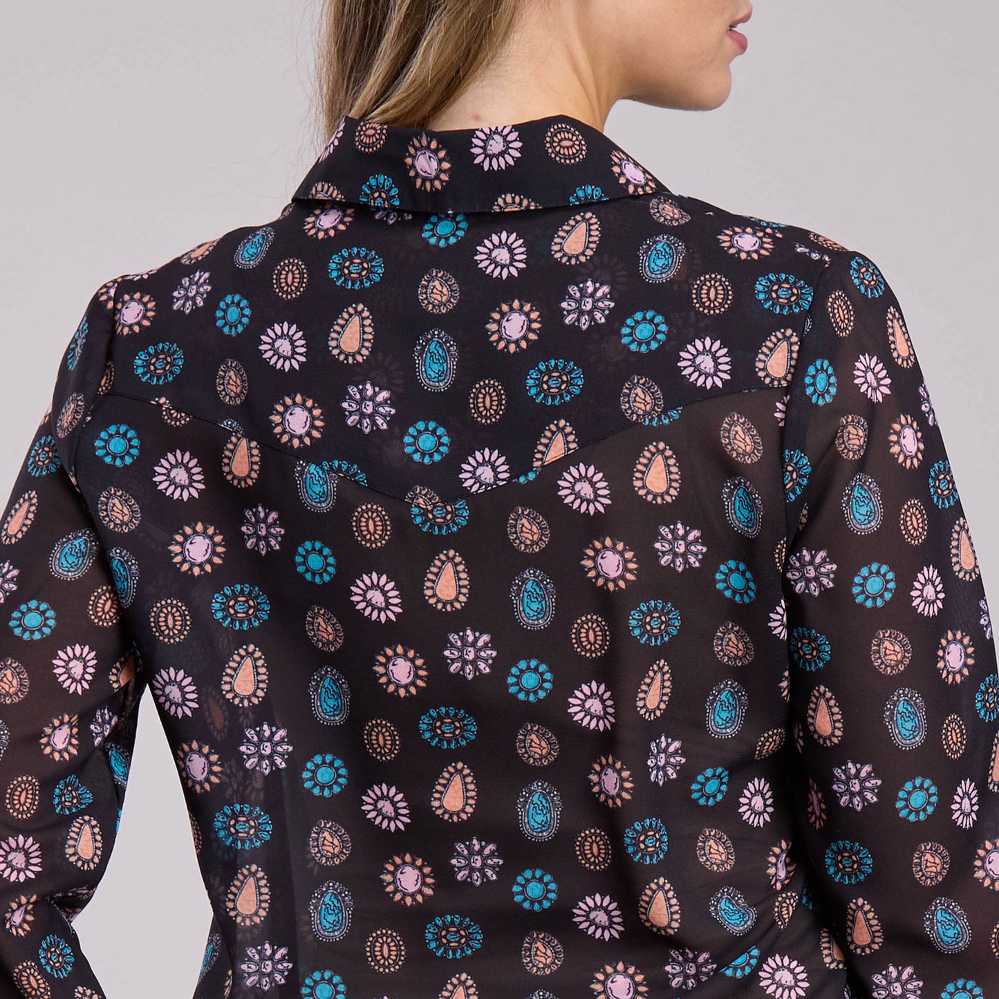 Roper Women's Studio West Collection Long Sleeve Shirt Black Print - 03-050-0590-3031