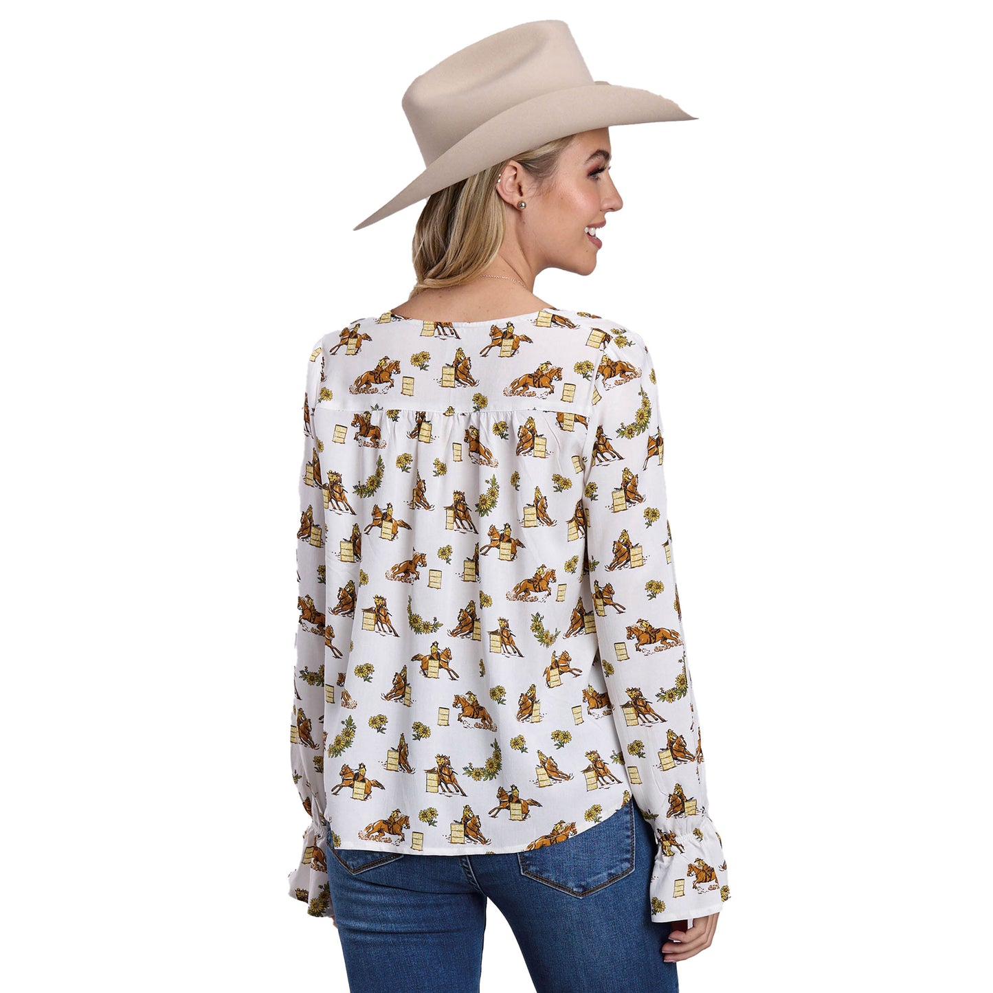 Roper Women's Studio West Collection Long Sleeve Blouse - White Print 03-050-0590-2059