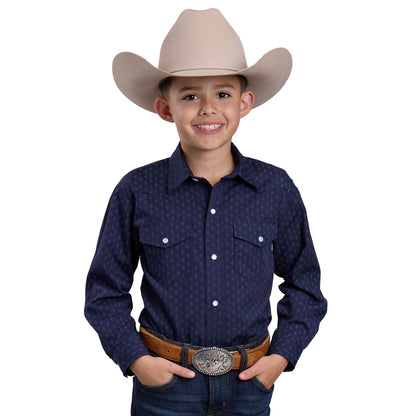 Roper Boy's Karman Classic 55/45 Long Sleeve Shirt - Blue Print 01-030-0019-0260