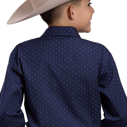 Roper Boy's Karman Classic 55/45 Long Sleeve Shirt - Blue Print 01-030-0019-0260