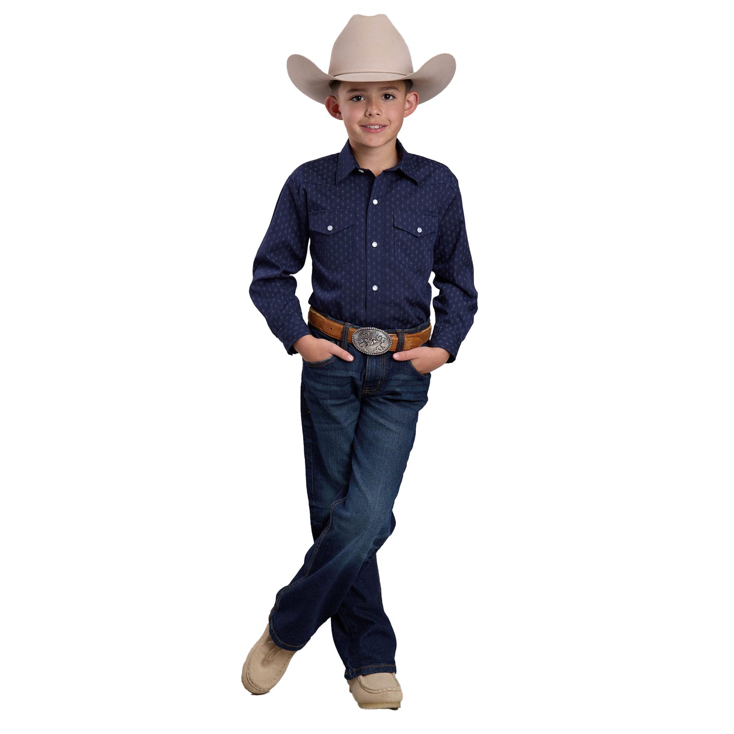 Roper Boy's Karman Classic 55/45 Long Sleeve Shirt - Blue Print 01-030-0019-0260