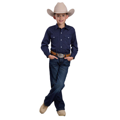 Roper Boy's Karman Classic 55/45 Long Sleeve Shirt - Blue Print 01-030-0019-0260