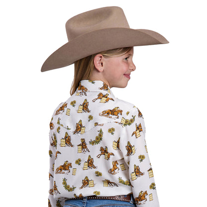 Roper Girl's Five Star Collection Long Sleeve Shirt White Print 03-080-0590-2058