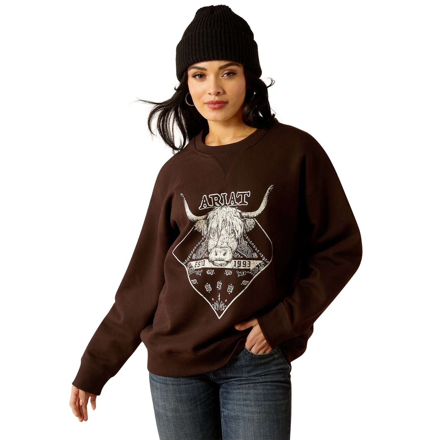 Ariat Women's Taurus Oversized Crew Sweatshirt Mole