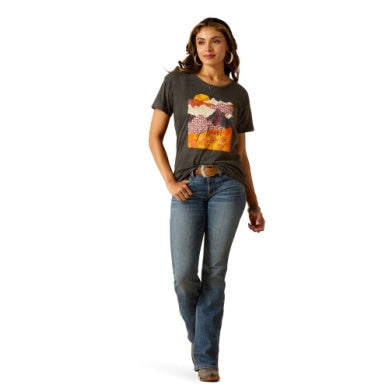 Ariat Womens Mountain Patterns Tee Charcoal Heather