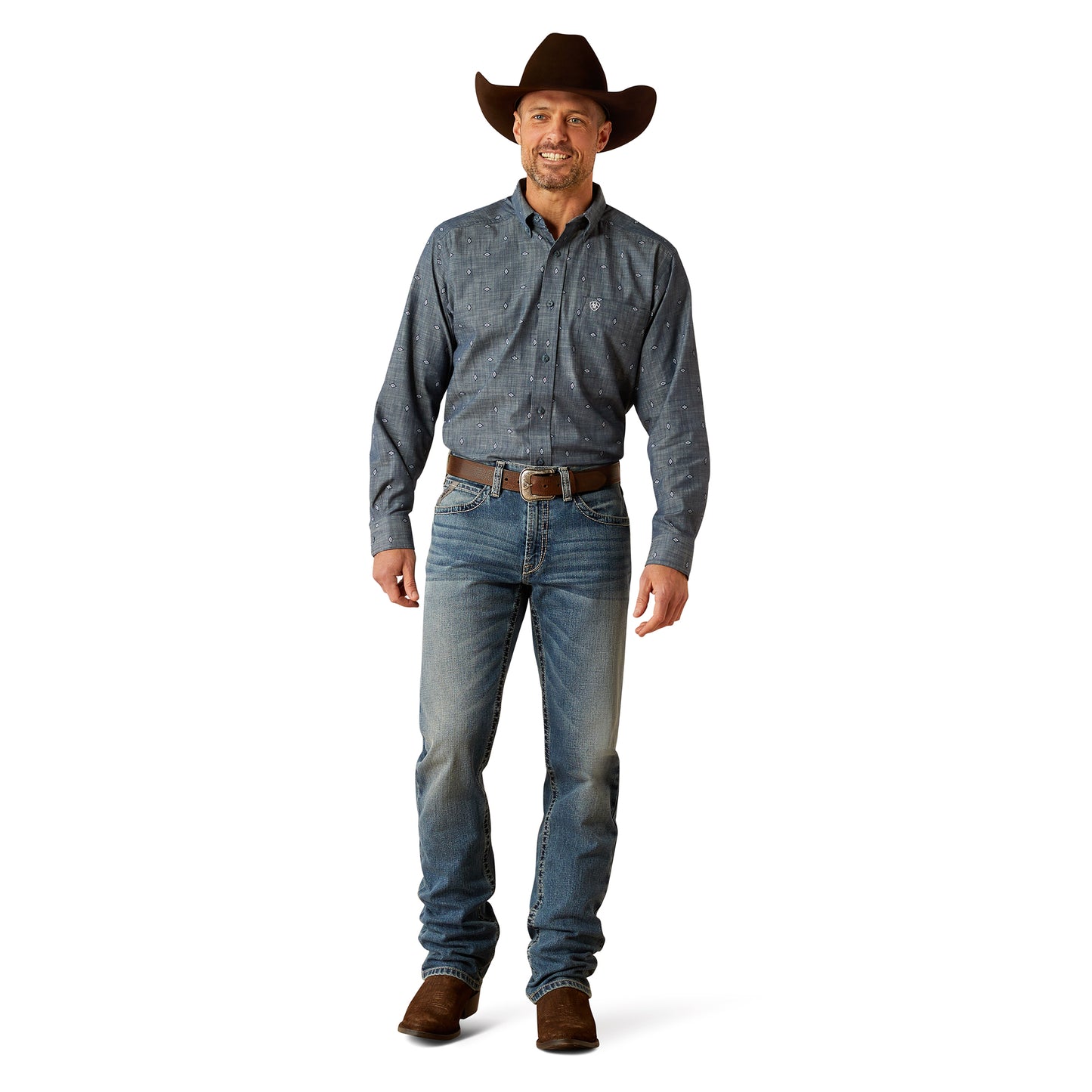 Ariat Mens Robert Classic Fit Long Sleeve Shirt - Chambray Blue