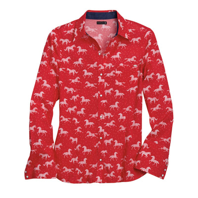 Tin Haul Women's Collection Long Sleeve Allover Print - Red 10-050-0064-0403
