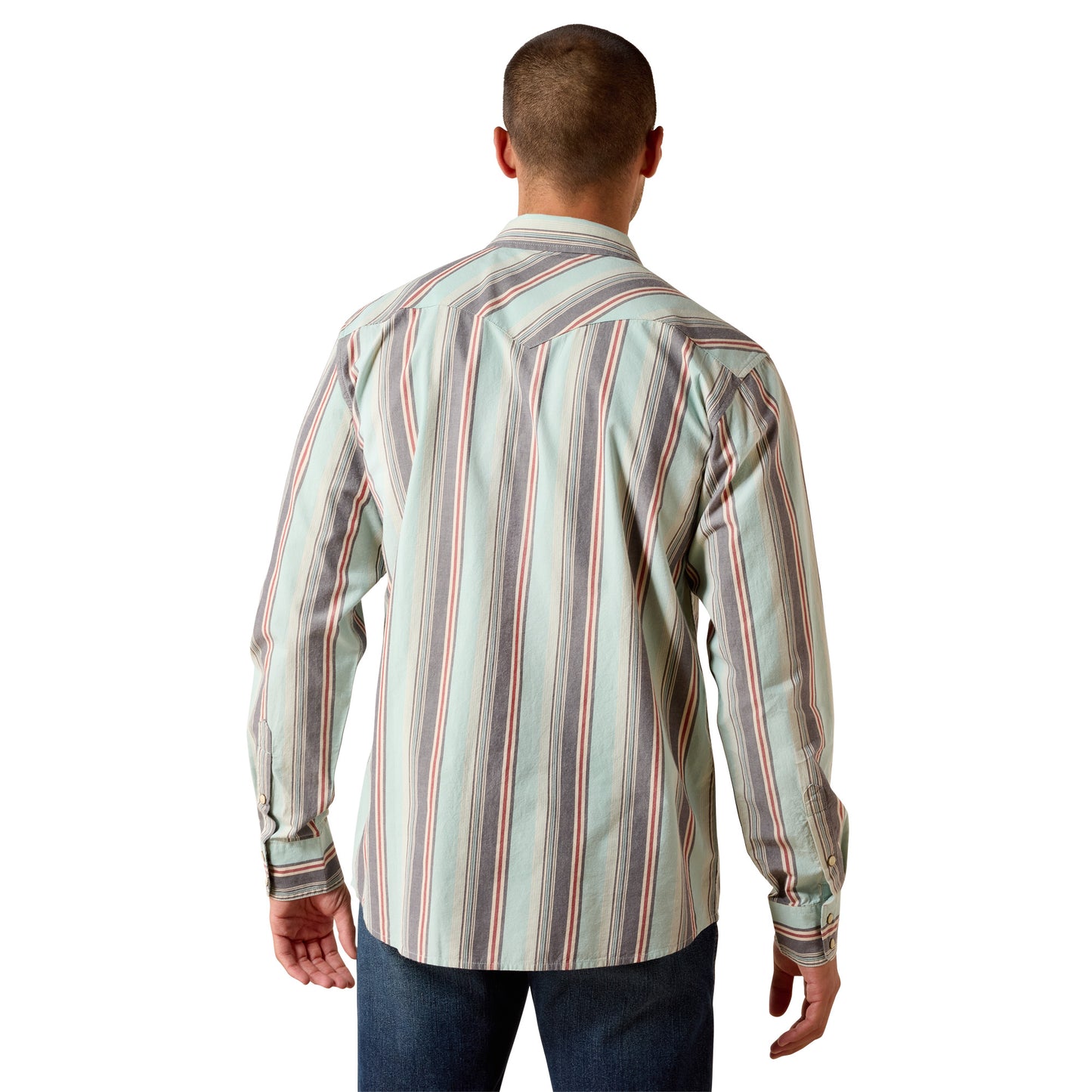 Ariat Men's Retro Hesperus Fitted Snap Long Sleeve Shirt - Aquifer Plaid