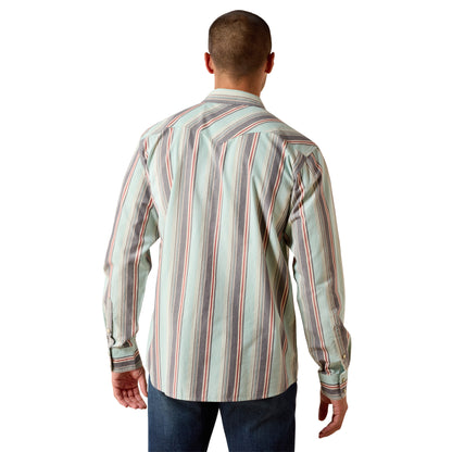 Ariat Men's Retro Hesperus Fitted Snap Long Sleeve Shirt - Aquifer Plaid