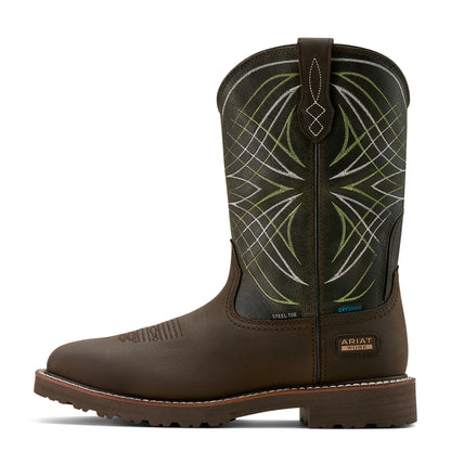 Ariat Men's Activator Waterproof Steel Toe Work Boot - Dark Brown/Green
