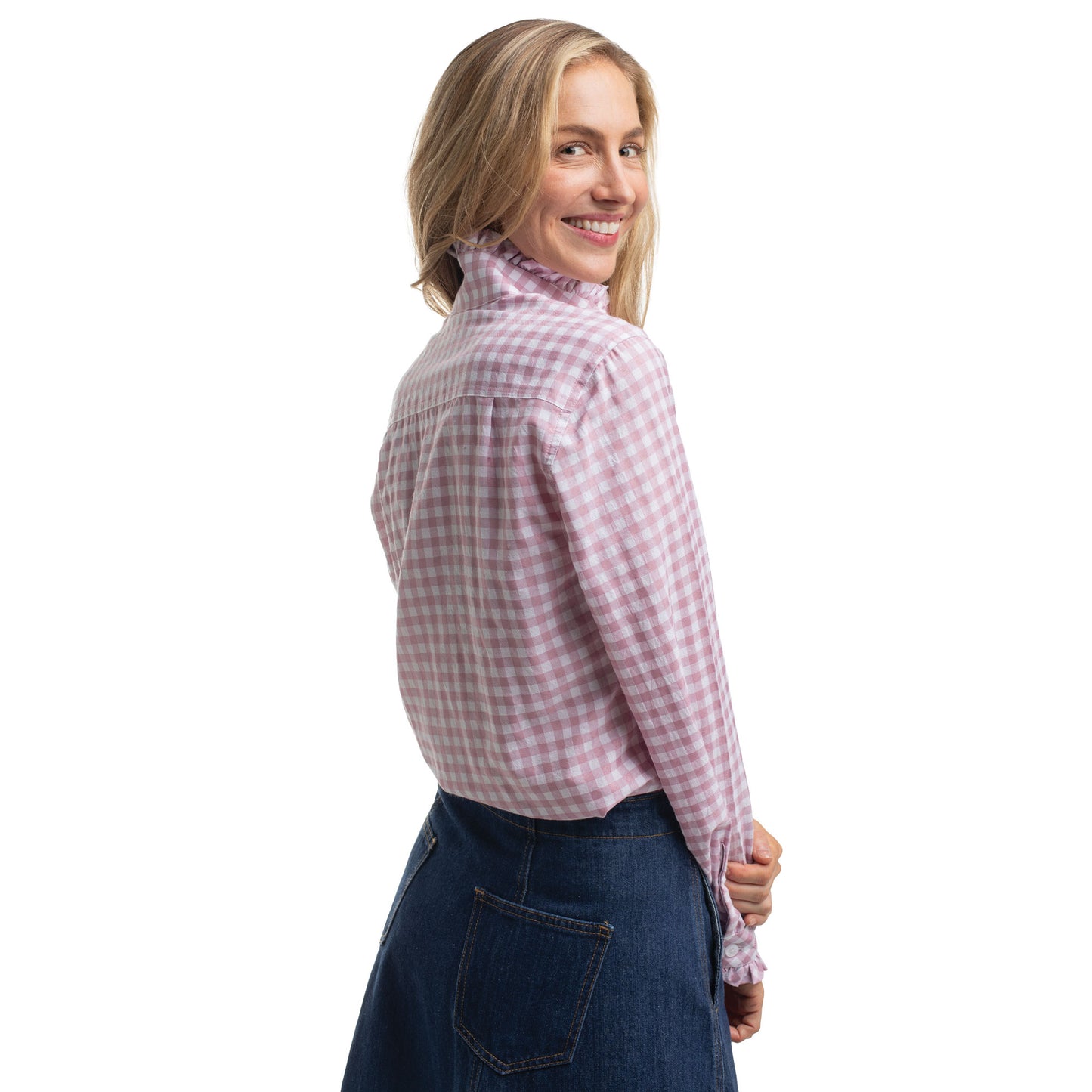 Just Country Women's Abbey Frills Full Button - Berry & White Check