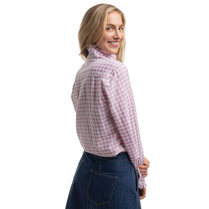 Just Country Women's Abbey Frills Full Button - Berry & White Check