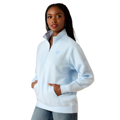 Ariat Women's Foundation Logo  1/2 Zip Sweatshirt - Nantucket Breeze