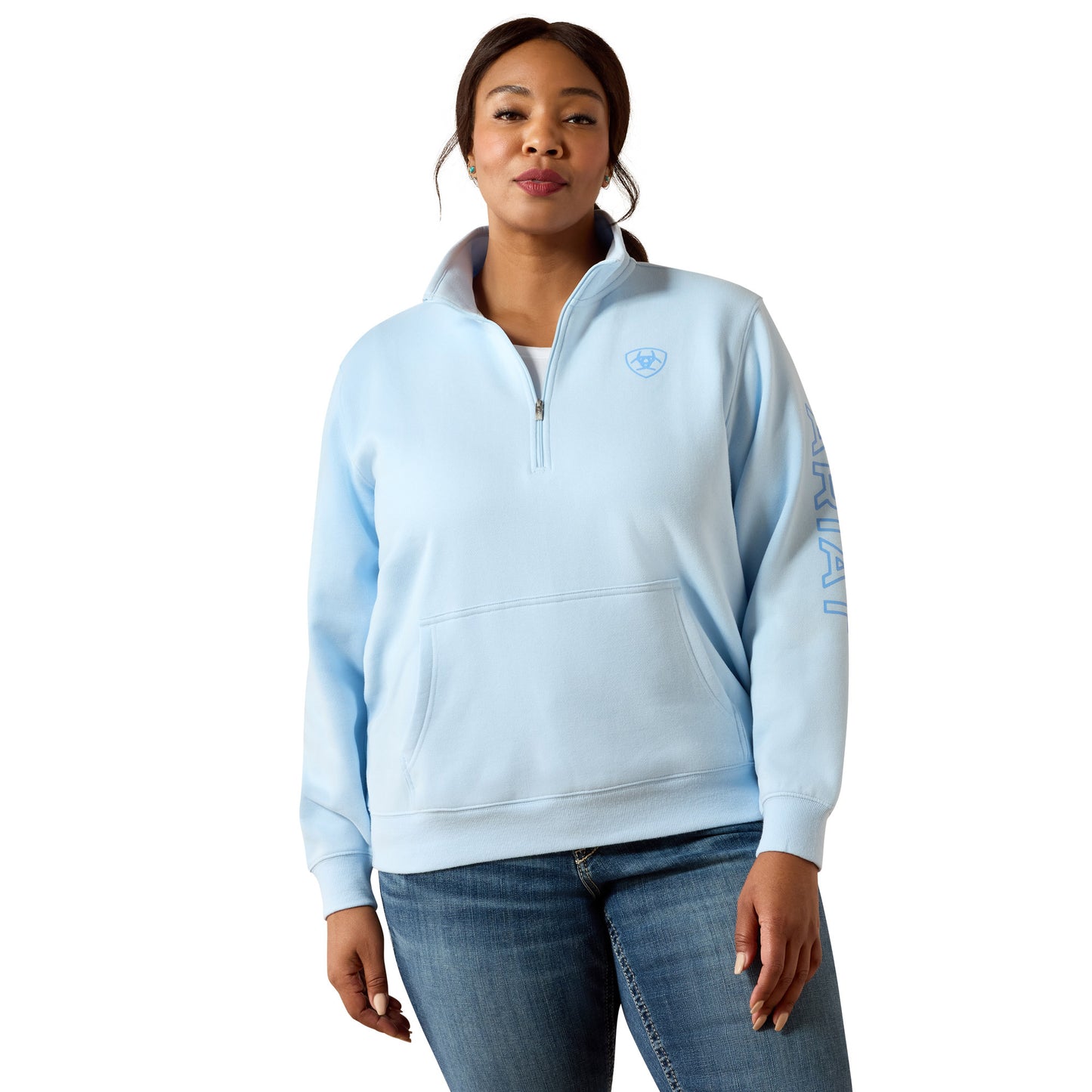 Ariat Women's Foundation Logo  1/2 Zip Sweatshirt - Nantucket Breeze