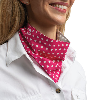 Just Country Carlee Doubled Sided Scarf - Smoke Grey & White Polka Dots /Raspberry & White Polka Dots