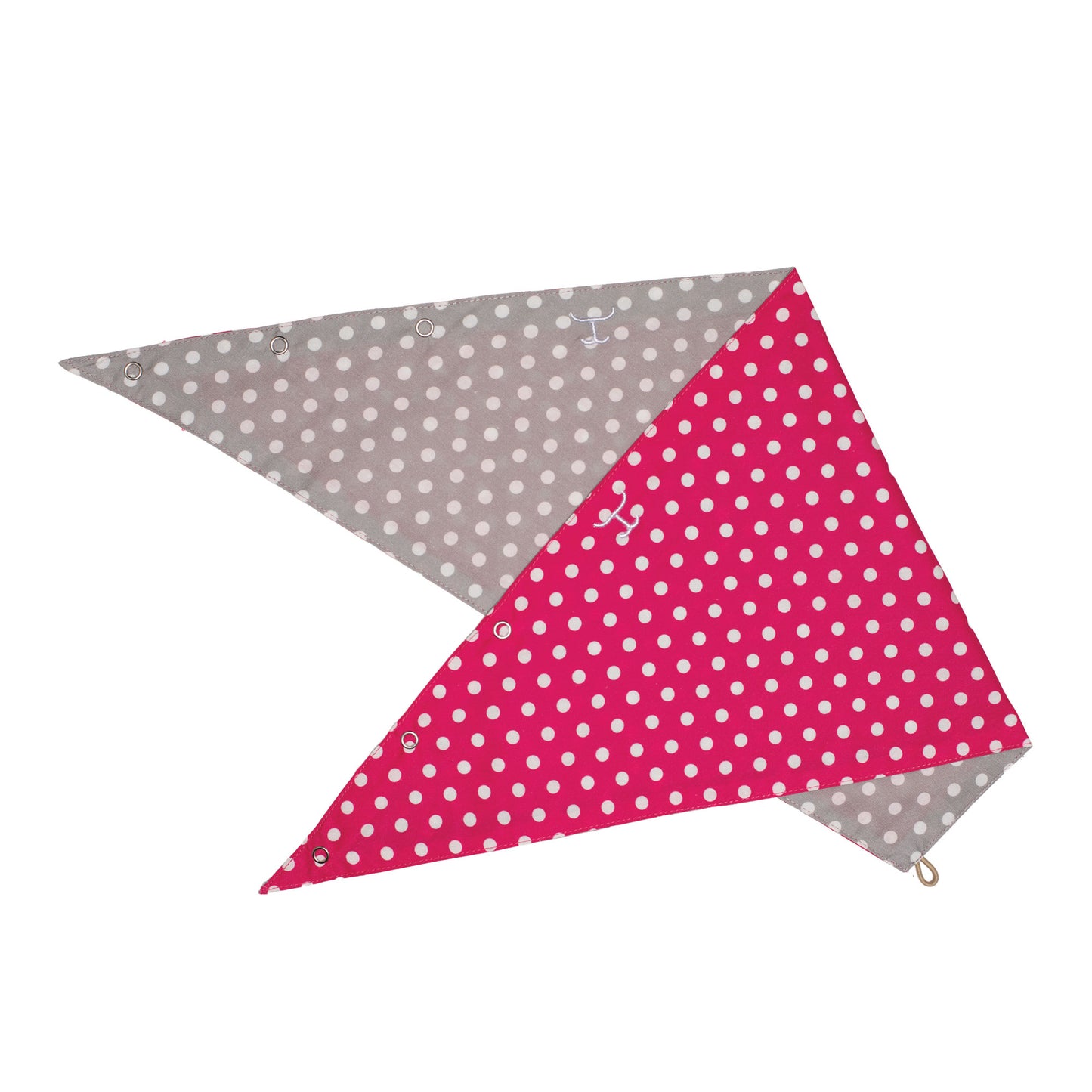 Just Country Carlee Doubled Sided Scarf - Smoke Grey & White Polka Dots /Raspberry & White Polka Dots