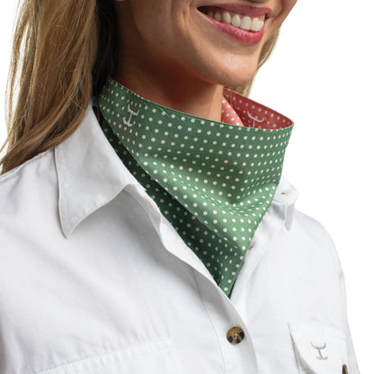 Just Country Carlee Doubled Sided Scarf -Eucalyptus & White Mini Spots/Rosewater & White Spots