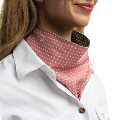 Just Country Carlee Doubled Sided Scarf -Eucalyptus & White Mini Spots/Rosewater & White Spots