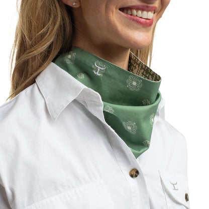 Just Country Carlee Doubled Sided Scarf -Eucalyptus & White/White & Eucalyptus Tile