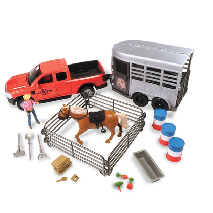 Big Country Toys 24 Piece Truck & Horse Trailer Playlet