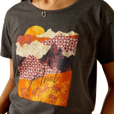 Ariat Womens Mountain Patterns Tee Charcoal Heather