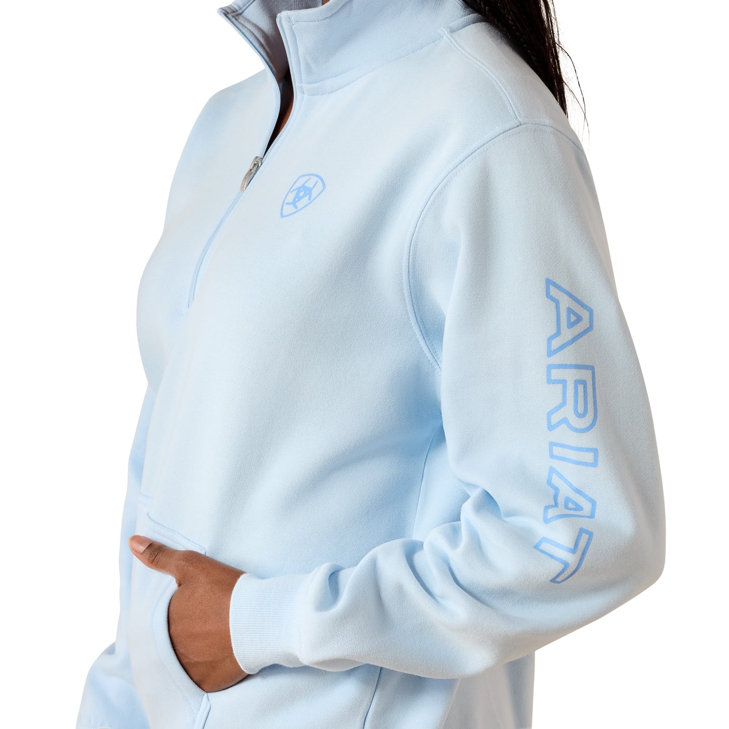 Ariat Women's Foundation Logo  1/2 Zip Sweatshirt - Nantucket Breeze