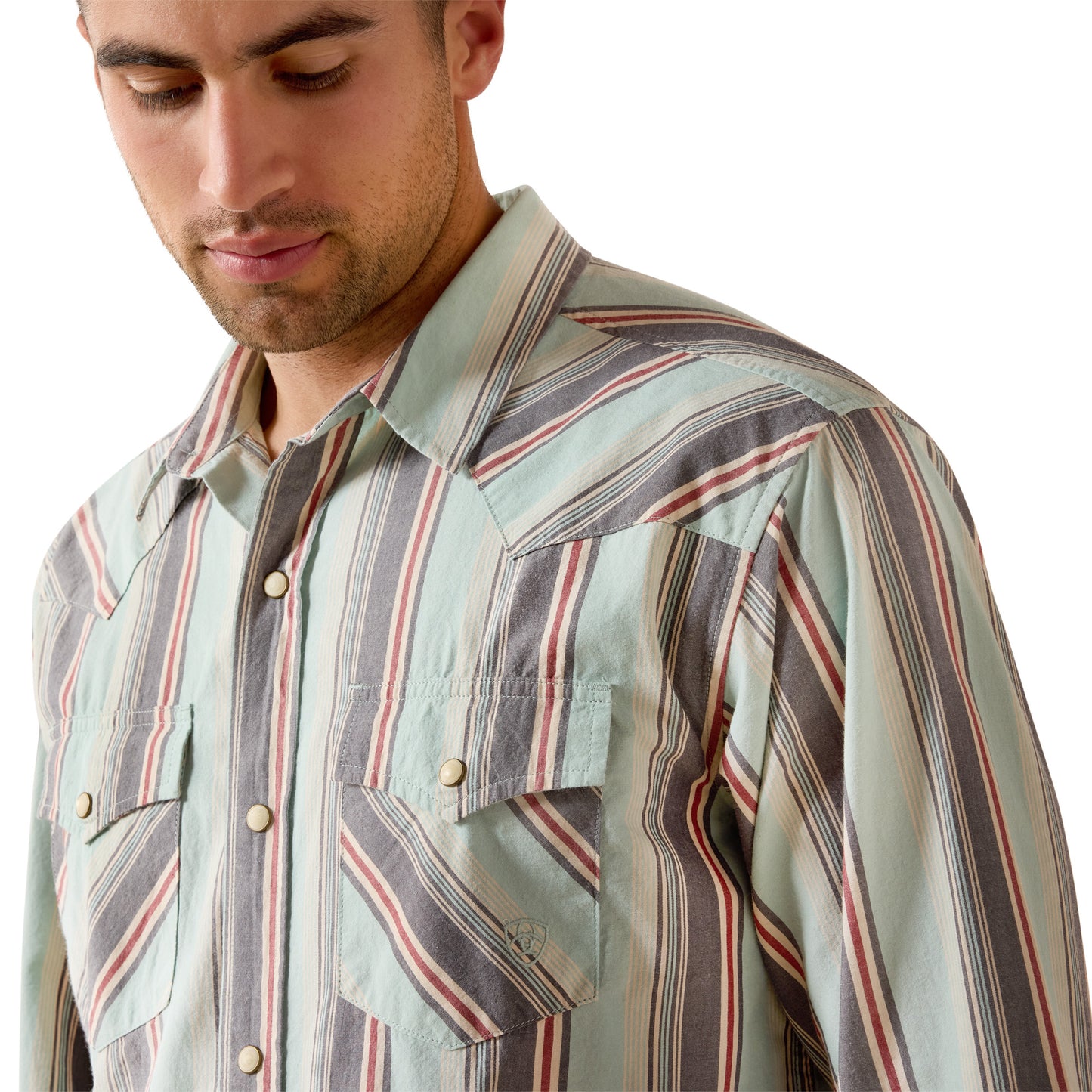 Ariat Men's Retro Hesperus Fitted Snap Long Sleeve Shirt - Aquifer Plaid