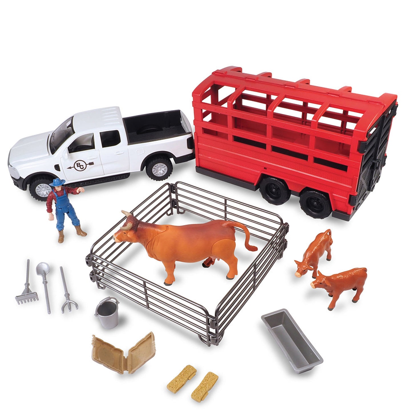Big Country Toys 18 Piece Truck and Cattle Trailer Playset