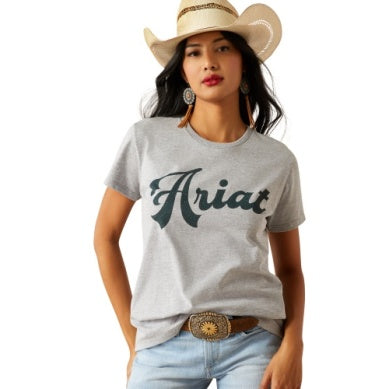 Ariat Women's Old School Script Tshirt - Grey Heather