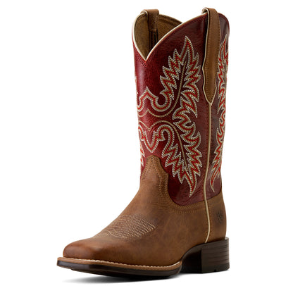 Ariat Women's Canyon Point Wide Square Toe Western Boot - Desert Sand/Heart Throb Red