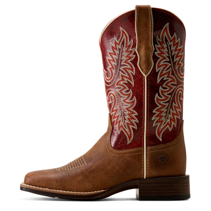 Ariat Women's Canyon Point Wide Square Toe Western Boot - Desert Sand/Heart Throb Red