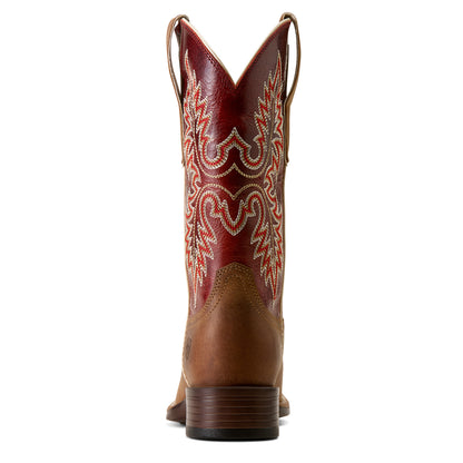 Ariat Women's Canyon Point Wide Square Toe Western Boot - Desert Sand/Heart Throb Red