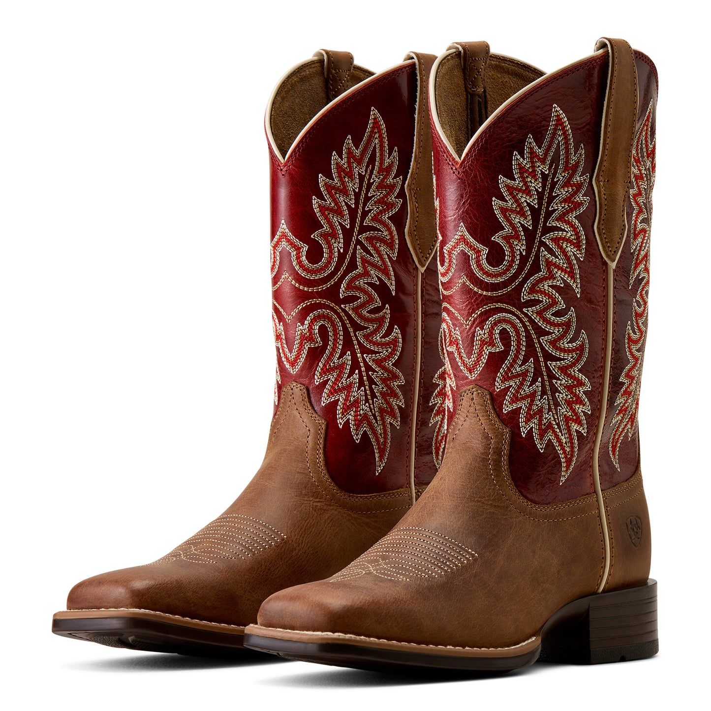 Ariat Women's Canyon Point Wide Square Toe Western Boot - Desert Sand/Heart Throb Red