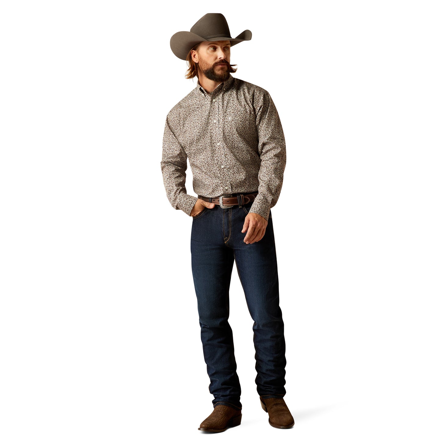 Ariat Mens Wrinkle Free Gerard Long Sleeve Shirt - Brown