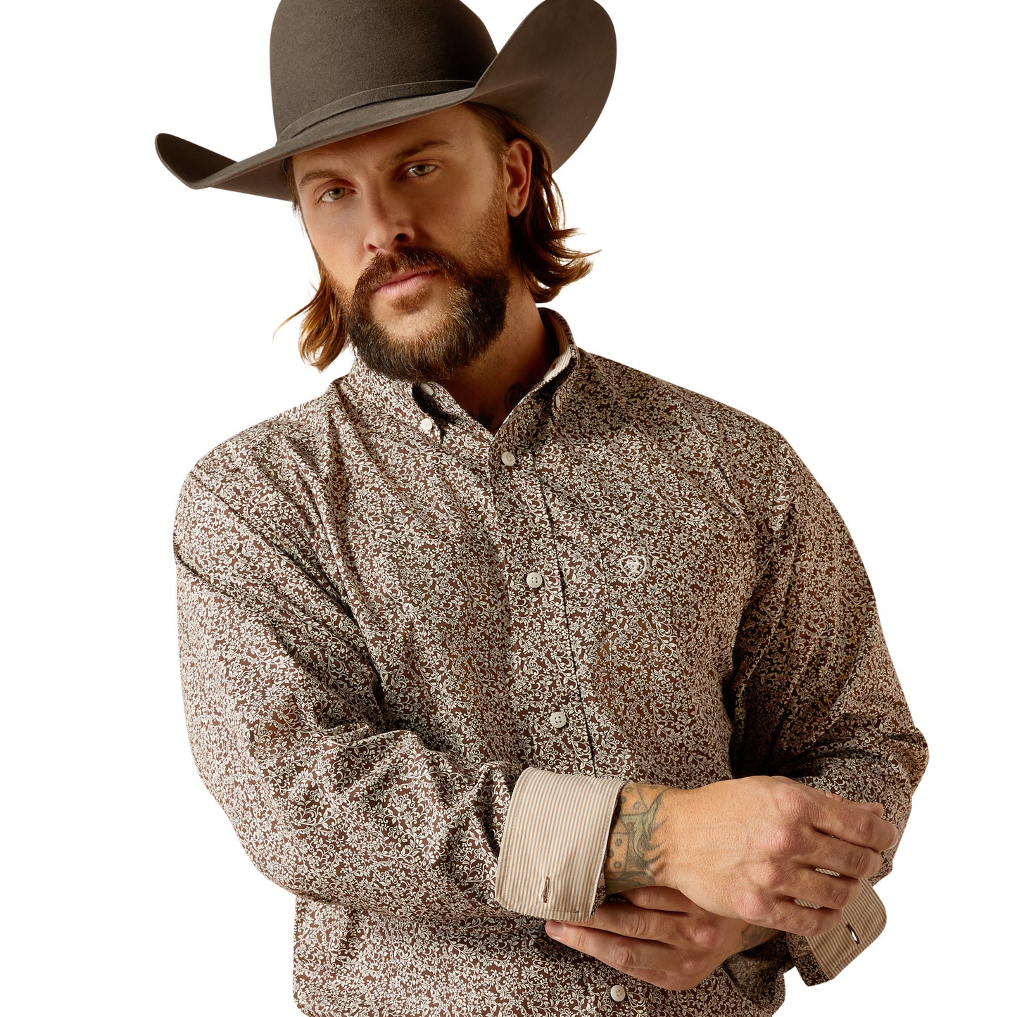 Ariat Mens Wrinkle Free Gerard Long Sleeve Shirt - Brown
